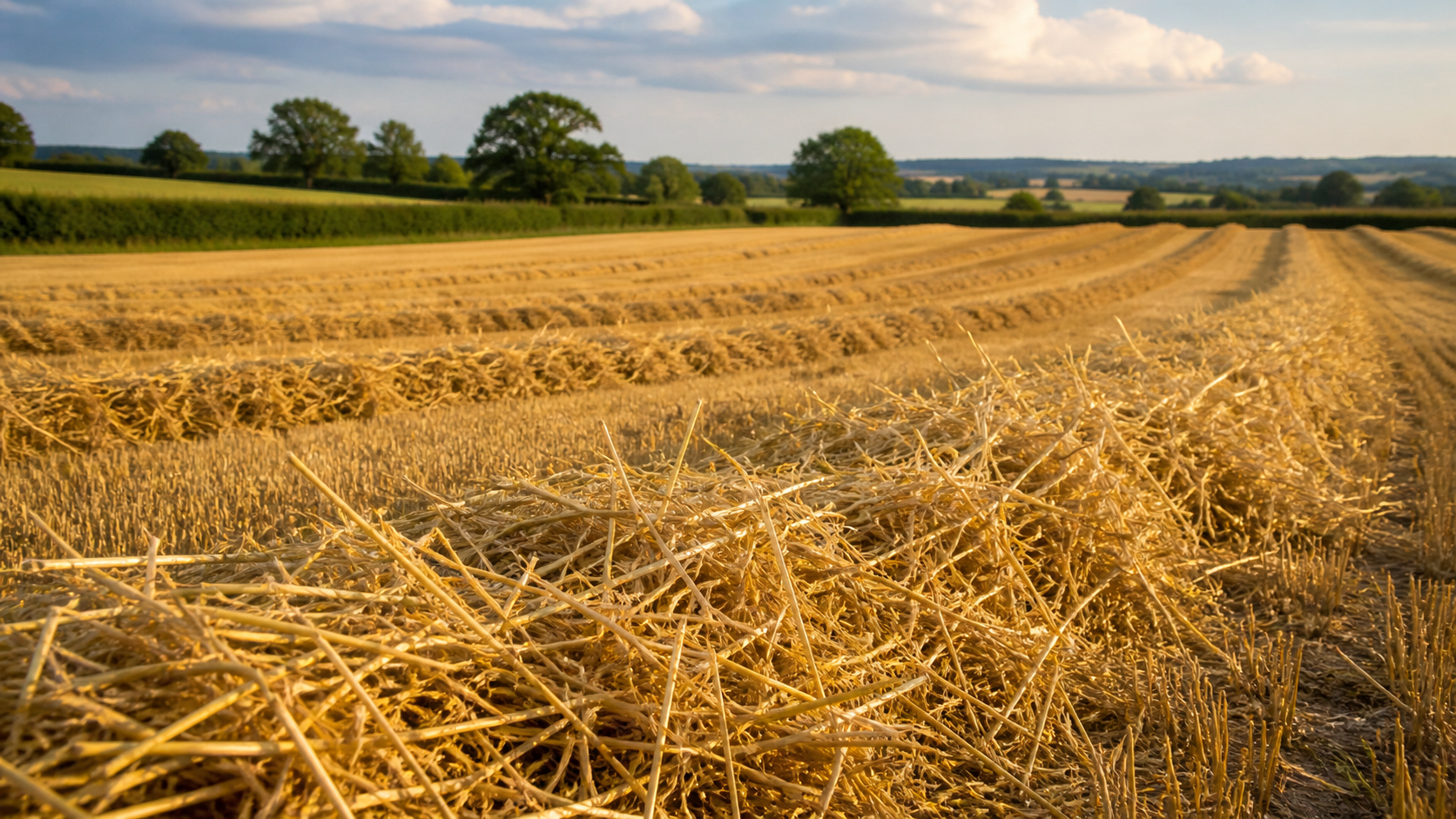 Straw and plant matter prepared as organic material for natural organic reduction